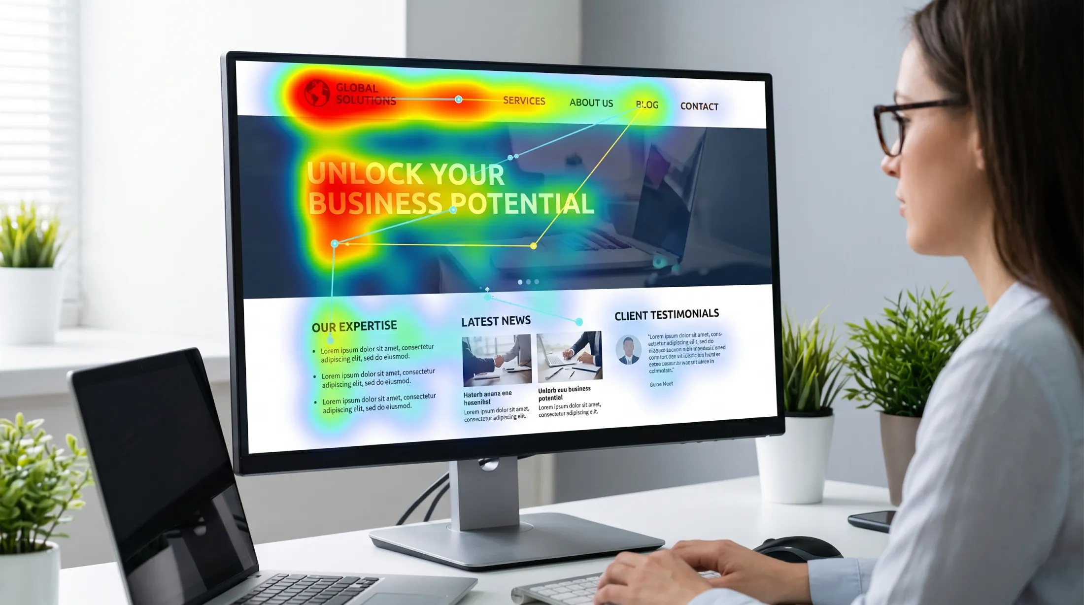 Professional website first impression and visitor psychology