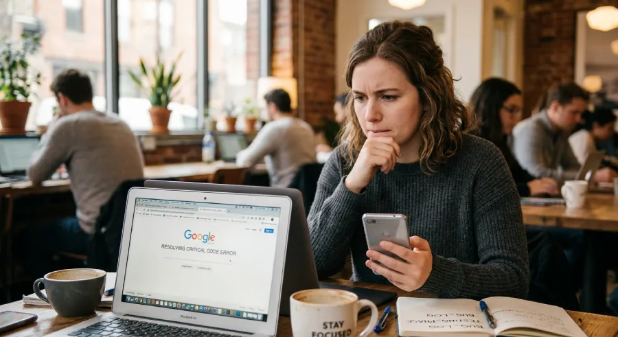 Person searching online for a solution to a personal problem, representing client intent