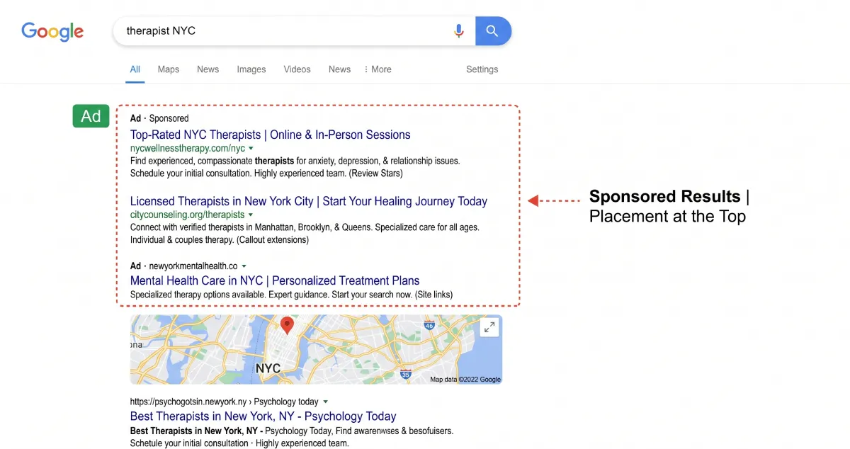 Google Ads strategy for therapists and counselors