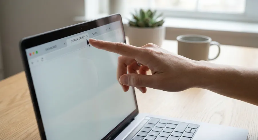 Visitor closing a browser tab and leaving a website without making contact