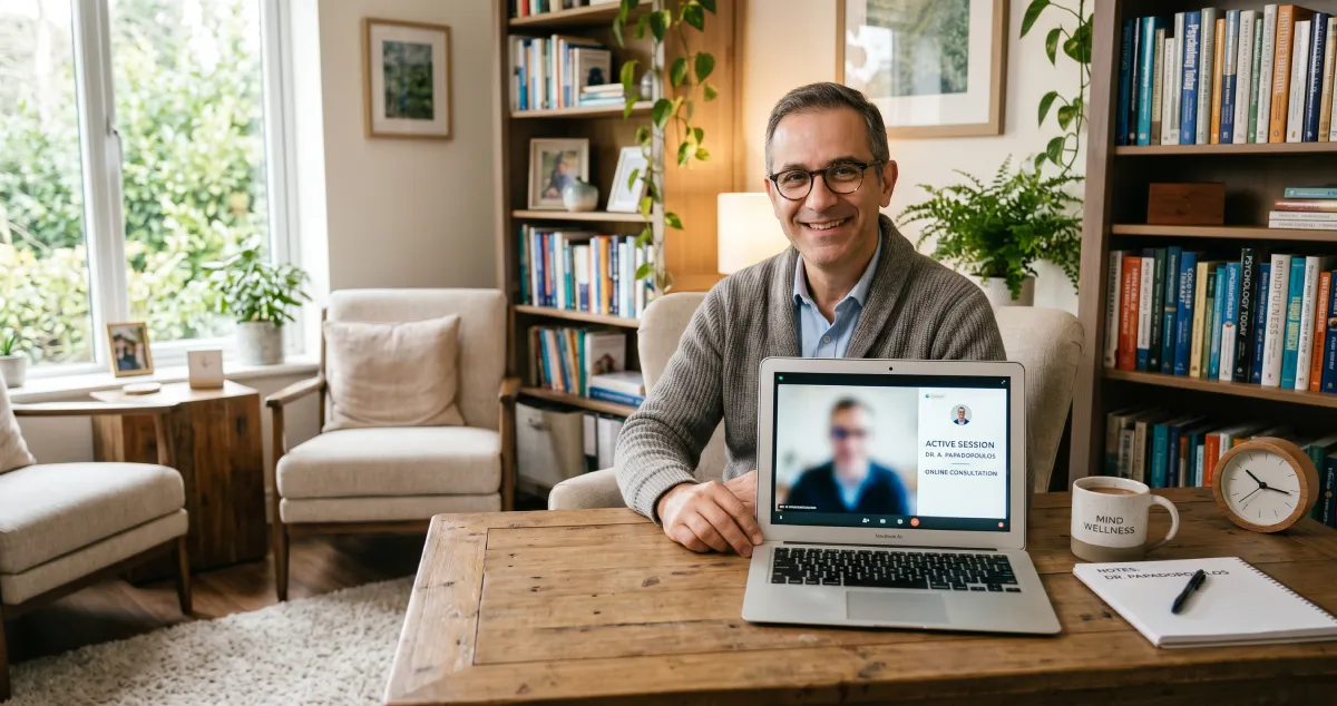 Therapist with a professional website on laptop and mobile