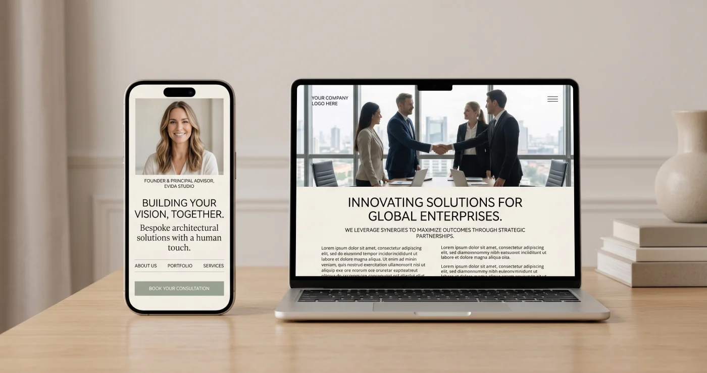 Professional credibility and online trust signals before client contact