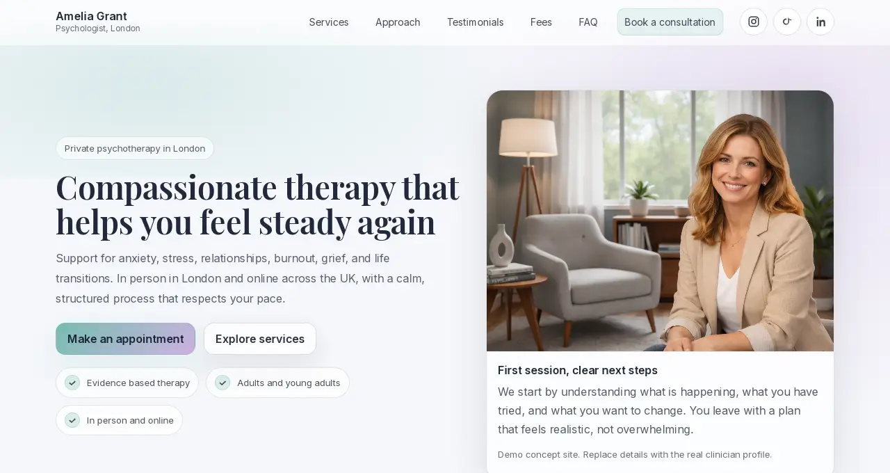 Therapist website v2